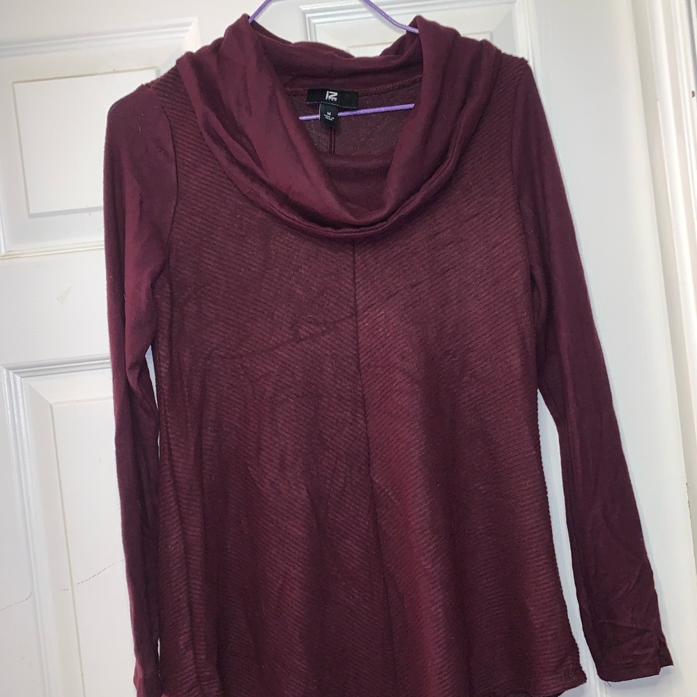 iZ Byer Maroon Cowl Tunic Size M